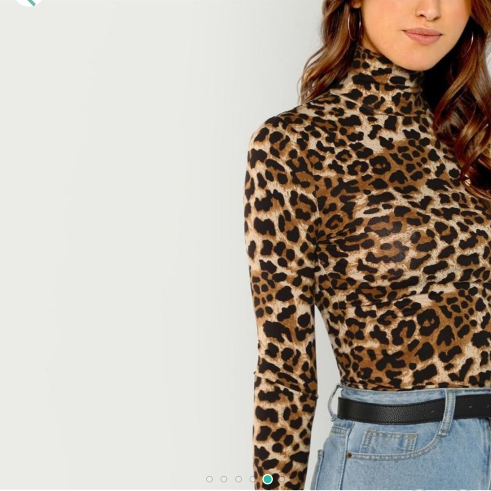 No 💥HP 11/25🥳 High Neck Leopard Print Fitted Top - Picture 5 of 6